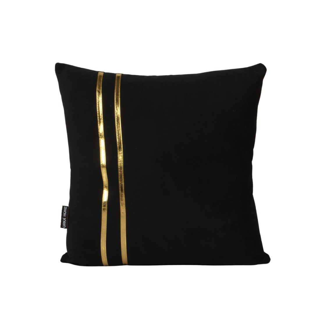 Orka Holland Velvet Fabric Cushion Gold Foil - Black
